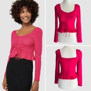 BCBGeneration Drawstring Sweater Crop Top Pink, NWT-Size XS